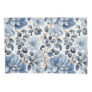 Blue Bloom Reverie – Floral Pillowcase Kissenbezug
