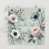 BLUE BLOOM SAVE THE DATE EINLADUNG (Vorne/Hinten)