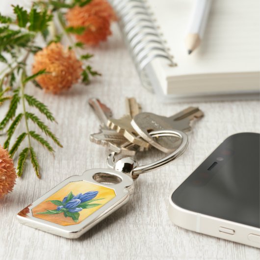 Blue Bloom Schlüsselanhänger - Elegante Wasserfarb (Seite)