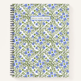 Blue Blooms Ditsy Floral Pattern Notizblock
