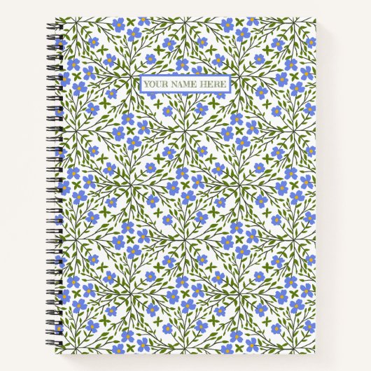 Blue Blooms Ditsy Floral Pattern Notizblock (Vorderseite)