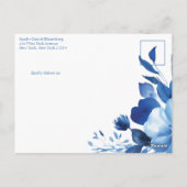 Blue Blooms Watercolor BAT MITZVAH CUSTOM Postkarte (Rückseite)