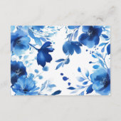 Blue Blooms Watercolor BAT MITZVAH CUSTOM UAWG Begleitkarte (Rückseite)