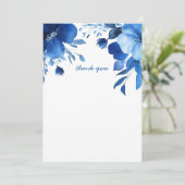 Blue Blooms Watercolor Brautparty CUSTOM Dankeskarte (Stehend Vorderseite)