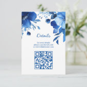 Blue Blooms Watercolor Brautparty CUSTOM QR Begleitkarte (Stehend Vorderseite)