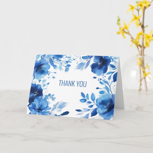 Blue Blooms Watercolor DANK DIR CUSTOM Karte (Gelbe Blume)