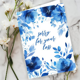 Blue Blooms Watercolor SORRY FÜR VERLUST CUSTOM Karte