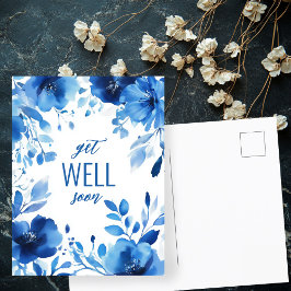 Blue Blooms Watercolor WIRD SCHON BALD GUT GEHALTE Postkarte