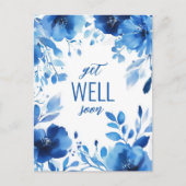 Blue Blooms Watercolor WIRD SCHON BALD GUT GEHALTE Postkarte (Vorderseite)