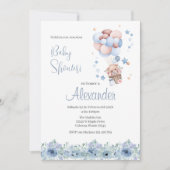 Blue Bloral Spanish Baby Shower Boy Einladung (Vorderseite)