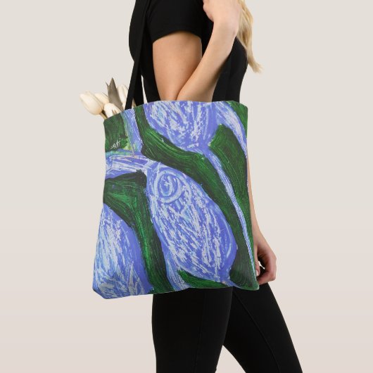 Blue Blossom, Abstract Art Tasche (Von Nahem)
