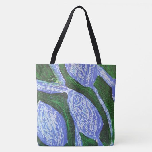 Blue Blossom, Abstract Art Tasche (Vorderseite)