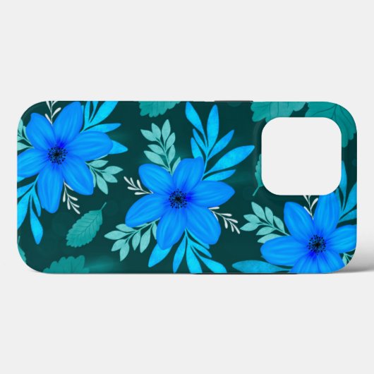 Blue Blossom Elegance iPhone Cover (Rückseite (Horizontal))
