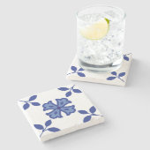 Blue Blossom Elegance Steinuntersetzer (Seitenansicht)