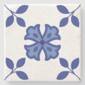 Blue Blossom Elegance Steinuntersetzer (Vorderseite)
