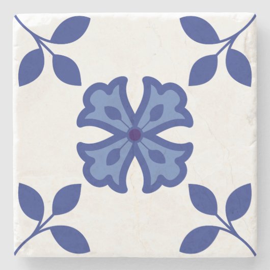 Blue Blossom Elegance Steinuntersetzer (Vorderseite)