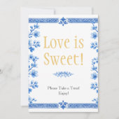 Blue blossom florals "Love is Sweet"  Sign Einladung (Vorderseite)
