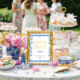 Blue blossom florals "Love is Sweet"  Sign Einladung