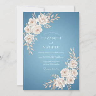 Blue Blossom Flourish Hochzeit Einladung