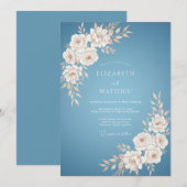 Blue Blossom Flourish Hochzeit Einladung (Vorne/Hinten)