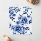 Blue Blossom Geschenkkarte Mitteilungskarte (Vorderseite/Rückseite Beispiel)
