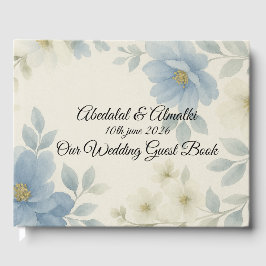 Blue Blossom Wedding Guest Book - Personalisiert Gästebuch