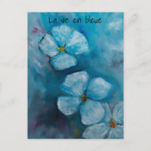 Blue blossoms „la vie en bleue“ postkarte