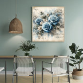 "Blue Blossoms Poster - Atemberaubender floraler H