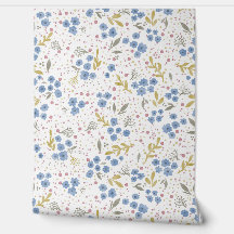 Blue Blossoms Watercolor Seamless Pattern