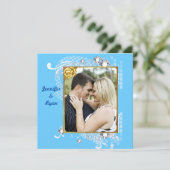 Blue Blue Blue Background mit Diamonds & Frame Wed Einladung (Stehend Vorderseite)