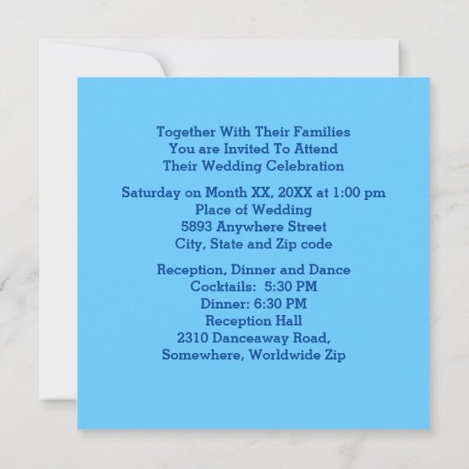 Blue Blue Blue Background mit Diamonds & Frame Wed Einladung (Rückseite)