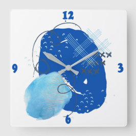 Blue Blue Blue North Abstrakt Quadratische Wanduhr