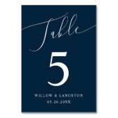 Blue Blue Minimal Hochzeit Tischnummer (Vorderseite)