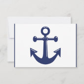 Blue Blue Nautical Wedding RSVP Cards Blue Anchor Karte (Rückseite)
