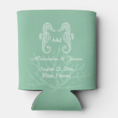 Blue Blue Seepferd Beach Wedding Monogram Dosenkühler (Rückseite)