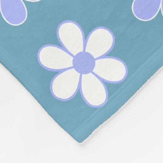 Blue Blue & White Blume auf Blue Fleecedecke (Ecke)