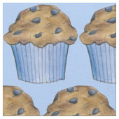 Blue Blueberry Muffin Muffins Breakfast Fabric Stoff (Nahaufnahme)