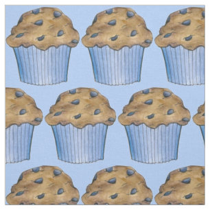 Blue Blueberry Muffin Muffins Breakfast Fabric Stoff