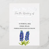 Blue Bluebonnets Blueborales Foto QR Code Hochzeit Folieneinladung (Vorderseite)