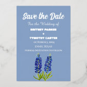 Blue Bluebonnets Blueborales Foto QR Code Hochzeit Folieneinladung (Vorderseite)