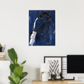Blue Blues Guitar Player Malerei Acryl Poster (Heimbüro)