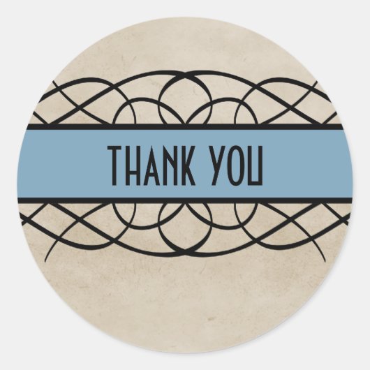 Blue Blüh Border Danke Stickers (Vorderseite)