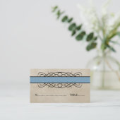 Blue Blüh Border Wedding Platzkarte (Stehend Vorderseite)