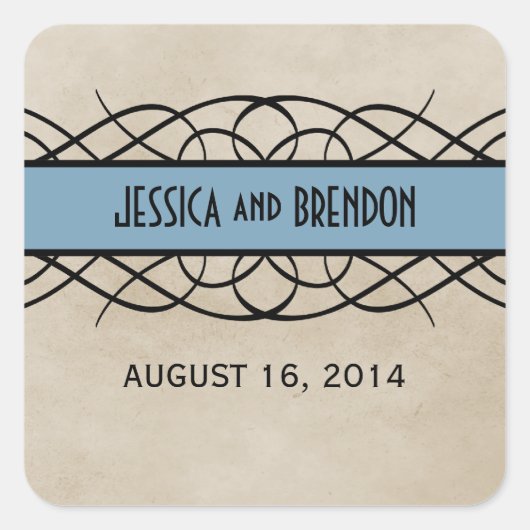 Blue Blüh Border Wedding Stickers (Vorderseite)