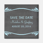 Blue Blüh Chalkboard Save the Date Magnet (Vorne)