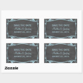 Blue Blüh Chalkboard Save the Date Stickers (Blatt)