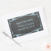Blue Blüh Chalkboard Save the Date Stickers (Umschlag)