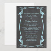 Blue Blüh Chalkboard Wedding Einladung (Vorne/Hinten)