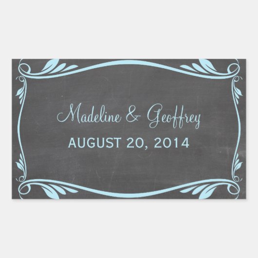 Blue Blüh Chalkboard Wedding Stickers (Vorderseite)