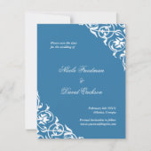 Blue blüh Klassische Scroll Hochzeit speichern Sie Save The Date (Vorderseite)